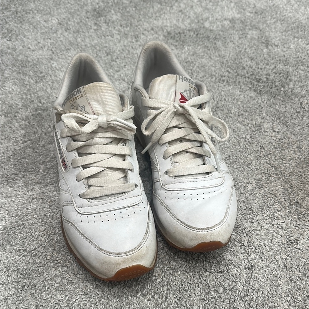 Reebok Classic White Leather Sneakers size 7.5 good used condition. 80s - Picture 4 of 14